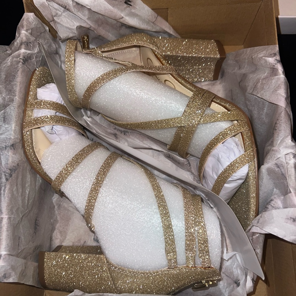 Elegant Gold Strappy Women's Heels